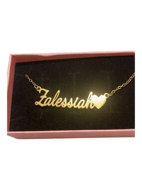 Zalessiah 18k Gold plated stainless steel Nameplate Necklace
